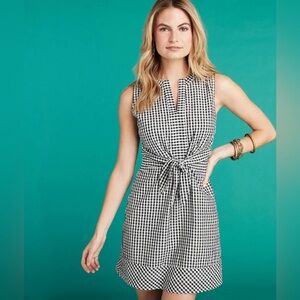Vineyard Vines Seersucker Gingham Tie Front Sleeveless Midi Dress
